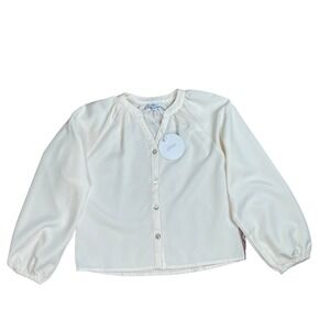 Pleat Cream Long Sleeve Peasant Blouse Kids Sz 8 |‎ Cottagecore Western Feminine